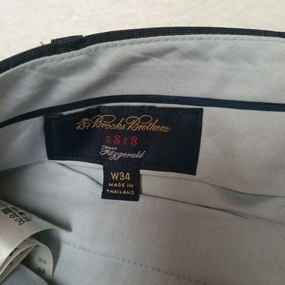 Brooks Brothers Pants Men 34x34 Gray Fitzgerald 1818 Slim Wool Mohair Dress Suit
